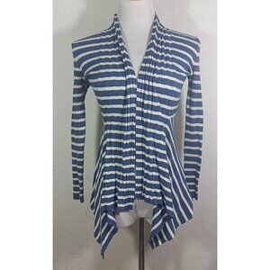 Style and Co Jeans Cardigan Size PS Striped Open Front Sweater Ribbed